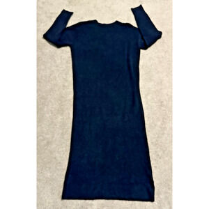 Banana Republic Small Sweater Dress Wool Blend Pintuck Crewneck Long Sleeve Blue